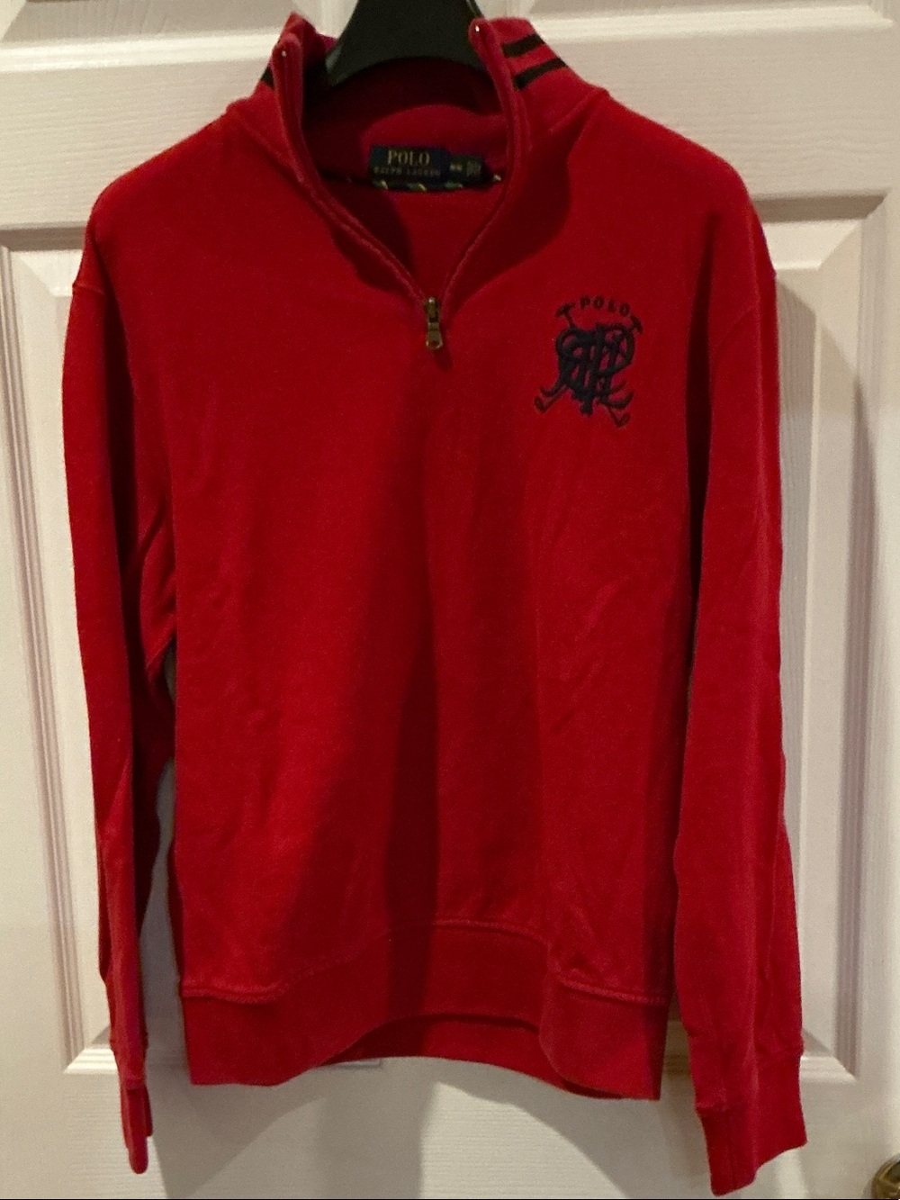 Polo Ralph Lauren Red Pique Quarter-Zip with Retro 1980s "Scribble" Crest